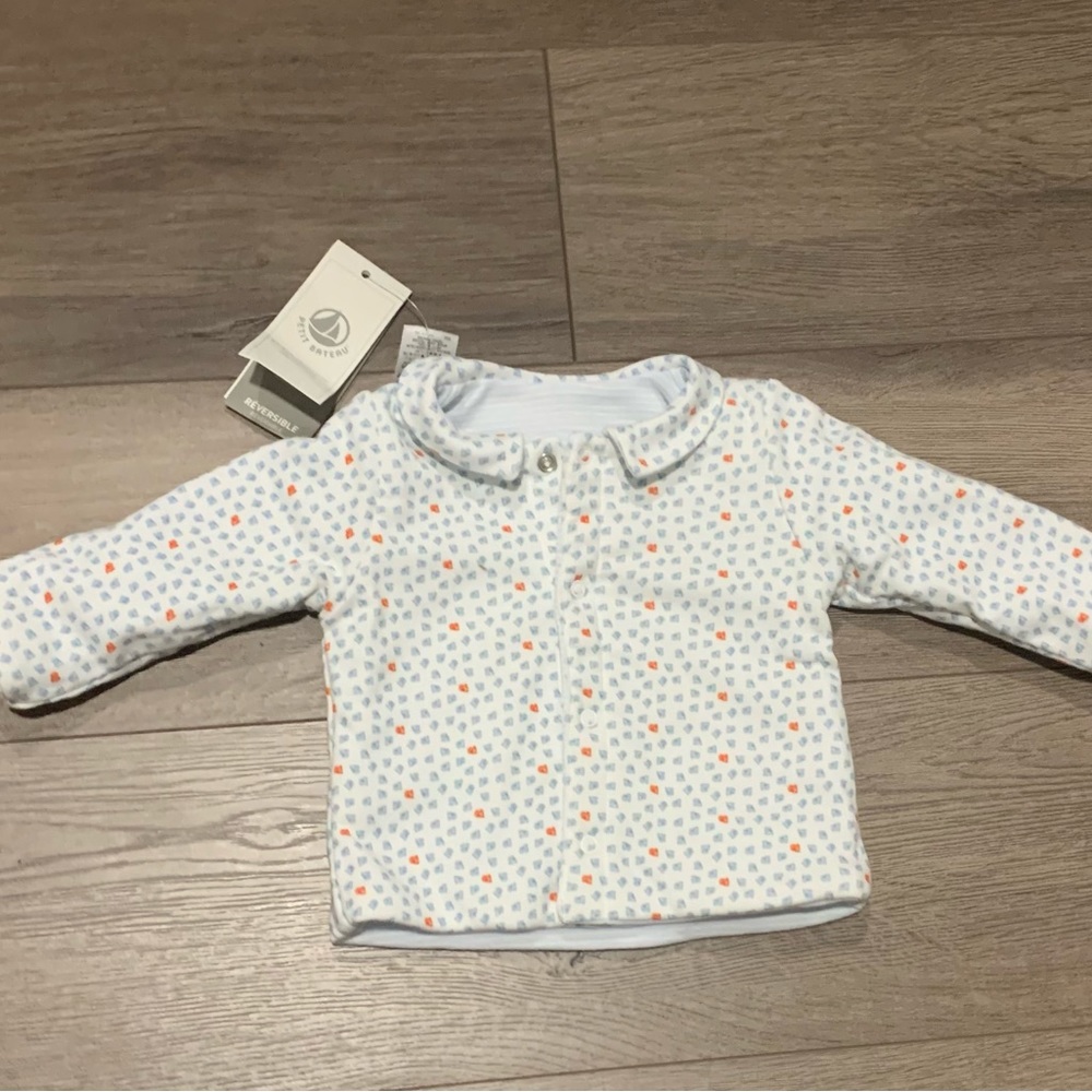 Petit Bateau 1 month reversible baby jacket cardigan